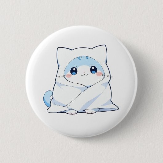 Knus Dekentje Kitten Kawaii Cute Kat Design Ronde Button 5,7 Cm (Voorkant)