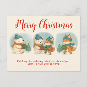 Knus Dierbare Kerst Dieren Lieve Kerstkaart Feestdagenkaart