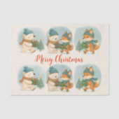 Knus Dieren Kerstdis Tissuepapier (Voorkant)