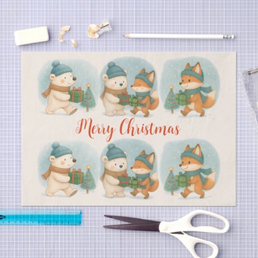 Knus Dieren Kerstdis Tissuepapier (Craft)