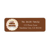 Knus donker cocoa bruin geruit cake retouradres etiket (Voorkant)