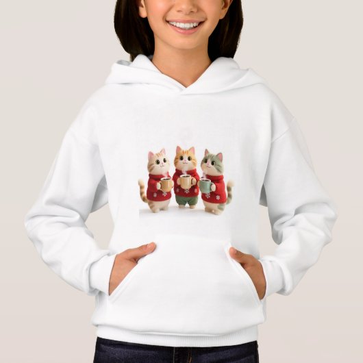 Knus Drie Katten Winter Kinderen Hoodie (Voorkant)