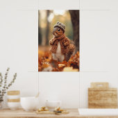 Knus eekhoorn herfst kunstdruk, herfst boslandscha poster (Keuken)