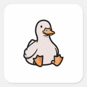Knus Eendje – Zachte Neutrale Dieren Illustratie Vierkante Sticker