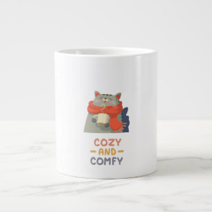 Knus en comfortabel oranje katten sjaal winter war grote koffiekop