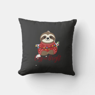 Knus En Helder Sloth Kerstverlichting (1) Kussen