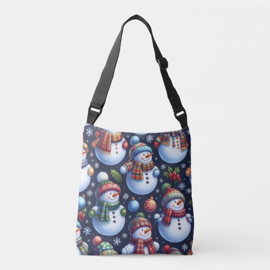 Knus Festieve Sneeuwman Crossbody Tas (Voorkant)