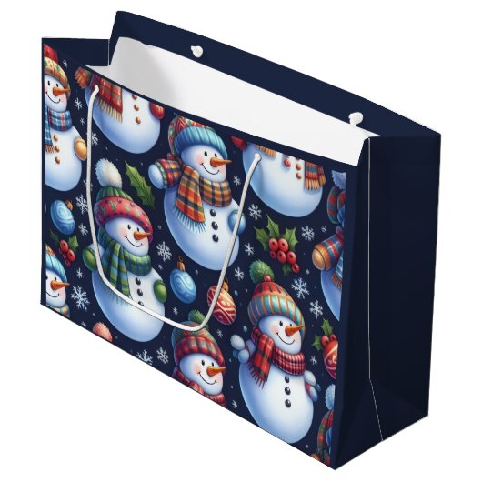 Knus Festieve Sneeuwman Groot Cadeauzakje (Voorkant Gekanteld)