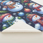 Knus Festieve Sneeuwman Sherpa Deken (3/4)