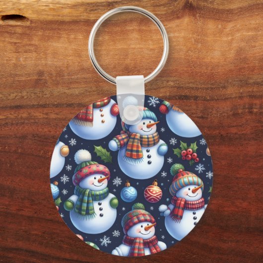 Knus Festieve Sneeuwman Sleutelhanger (Voorkant)