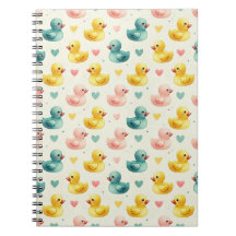 Knus fleece pastel waterverf eend patroon notitieb