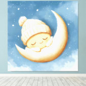 Knus Gebreid Slaap Crescent Maan Canvas Afdruk (Insitu (Houten vloer))