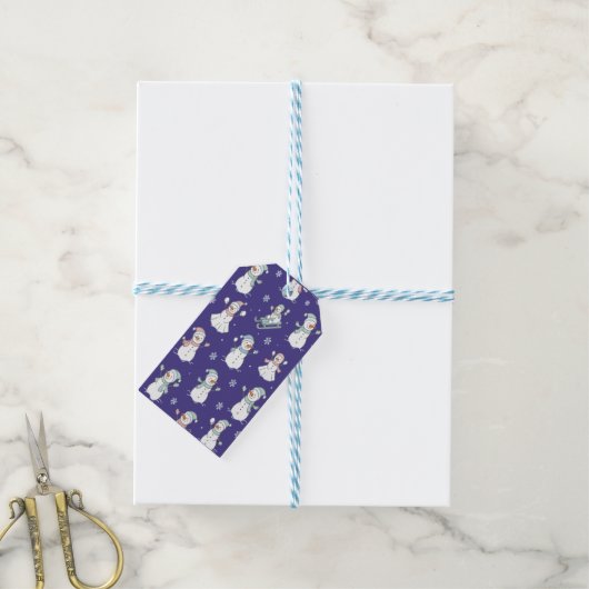 Knus Geglaceerde Sneeuwman Winter Cadeaulabel (Met Touw)