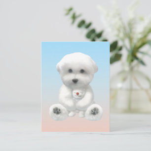 Knus Gemakkelijk Moment: Lachende Bichon die Mini  Aankondigingskaart