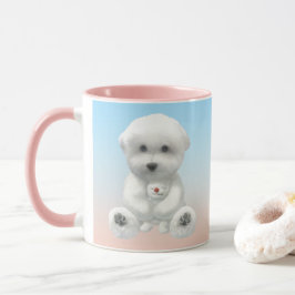 Knus Gemakkelijk Moment: Lachende Bichon Die Mini Mok