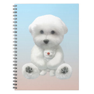Knus Gemiddeld Moment: Lachende Bichon die Mini Pu Notitieboek