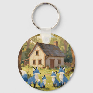 Knus Gezellig Blauwe Vossenhuisje Sleutelhanger