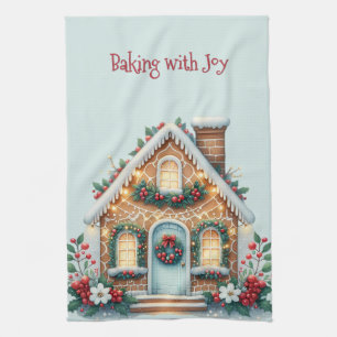 Knus Gezellige Gemberkoekhuis Holiday Illustratie Theedoek