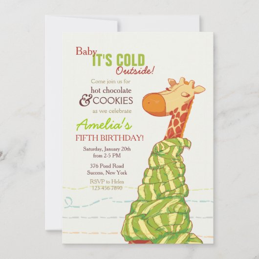 Knus Giraffe Uitnodiging (Voorkant)