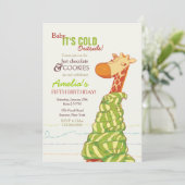 Knus Giraffe Uitnodiging (Staand voorkant)