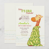 Knus Giraffe Uitnodiging (Voorkant / Achterkant)