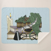 Knus Groen Whimsical Slaande Draak Boekliefhebber Sherpa Deken (Voorkant (horizontaal))