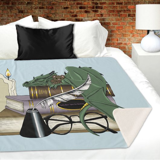 Knus Groen Whimsical Slaande Draak Boekliefhebber Sherpa Deken