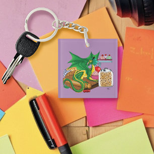 Knus Groene Gebak Chef Draken Keuken Bakkerij Sleutelhanger