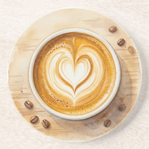 Knus Hart Latte Art Waterverf Zandsteen Onderzetter