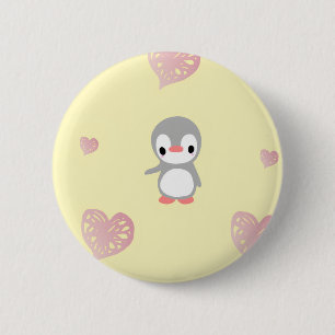 Knus Hart Verwarmende Pinguïn Ronde Button 5,7 Cm