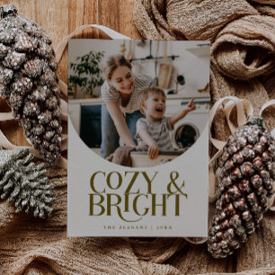 Knus Helder Elegante Foto Beige Kerstkaart