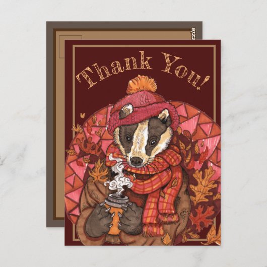 Knus Herfst Das Kunst Ansichtkaart Briefkaart (Voorkant / Achterkant)