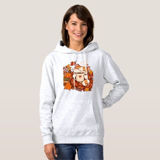 Knus Herfst Kat Hoodie (Voorkant volledig)