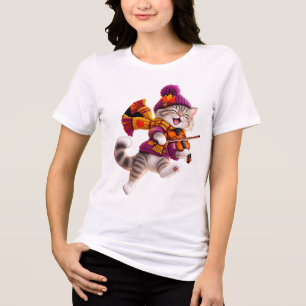 Knus Herfst Kat Viool Dames T-Shirt