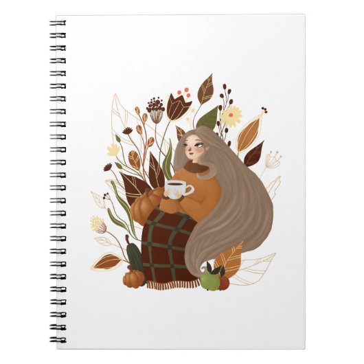 Knus Herfst Meisje Notitieboek (Voorkant)