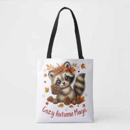 Knus herfst toverracht wasbeer tote bag