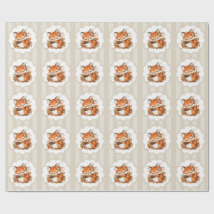 Knus Herfst Vos Baby Shower Knus Bosfeest Cadeaupapier