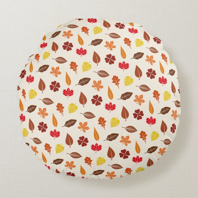 Knus Herfstbladeren Rond Kussen (Voorkant)