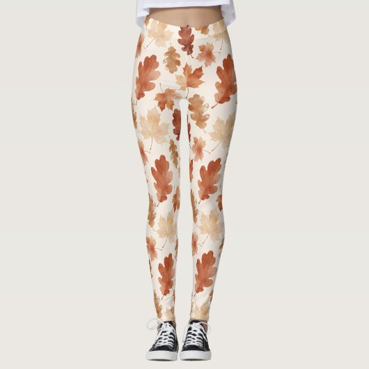 Knus herfstbladpatroon leggings (Voorkant)