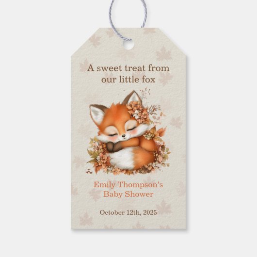 Knus Herfstvos Babyshower Knus Bosfeest Cadeaulabel (Achterkant)