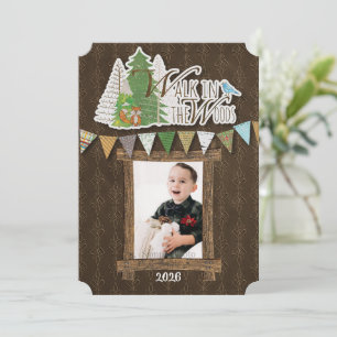 Knus Houtland Kerstkaart Bruin Ornamentaal
