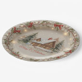 Knus huisje Kerst papieren bord (Gekanteld)