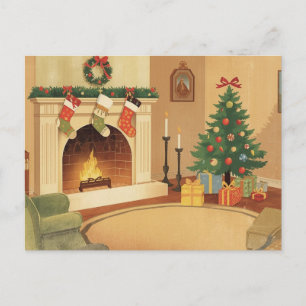 Knus illustratie kerstkaart voor de kerstkamer feestdagenkaart