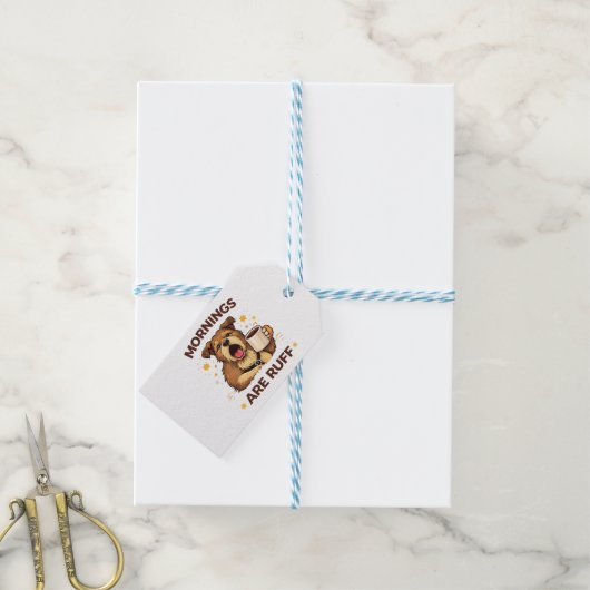 Knus illustratie van een hond cadeaulabel (Met Touw)