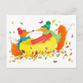 Knus Ingepakte Herfst Vossen Briefkaart (Voorkant)