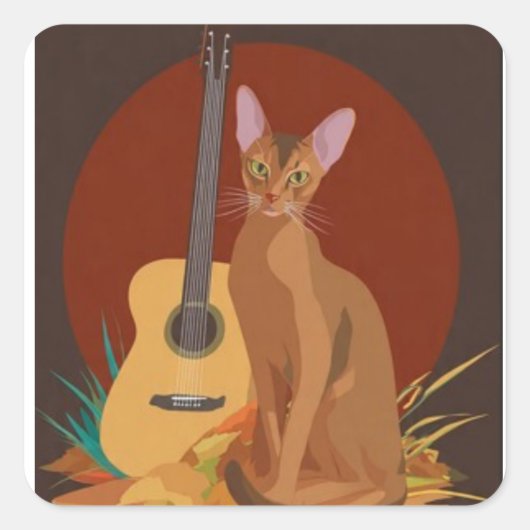 Knus kat & gitaar sticker (Voorkant)