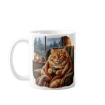 Knus Kat Illustratie met Koffie