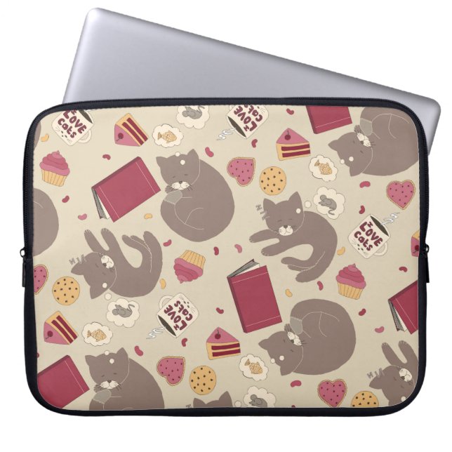Knus kattenliefhebbers collage laptop sleeve (Voorkant)