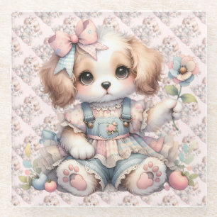 Knus Kawaii Cottagecore Farmcore Hond Stijl Glazen Onderzetter