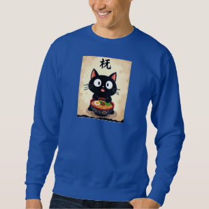 Knus Kawaii: Zwart Cute Kat Ramen Trui